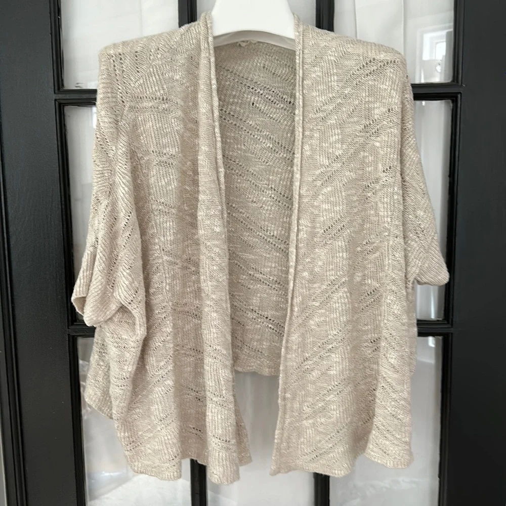Eileen Fisher open front delicate crochet sweater 🌸